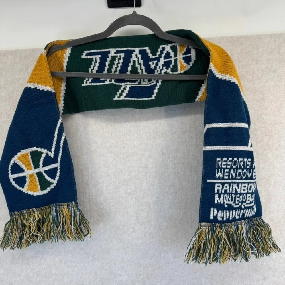 Utah Jazz NBA Fan Gear Beanie Scarf Set Pom Pom Winter Hat Blue Green Yellow